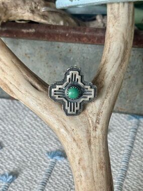 Running Bear signed Navajo Sterling  Silver Zia Ring